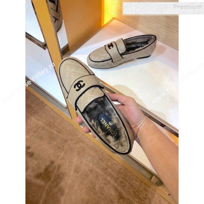 Chanel Quilted Lambskin and Wool Flat Loafers Gray 2019 (SIYA-9102440)