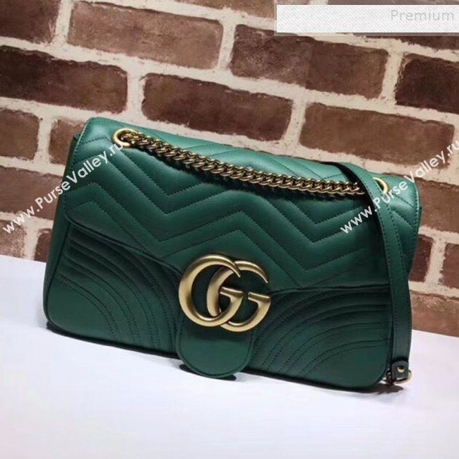 Gucci GG Marmont Medium Matelassé Shoulder Bag 443496 Green (DLH-9101855)