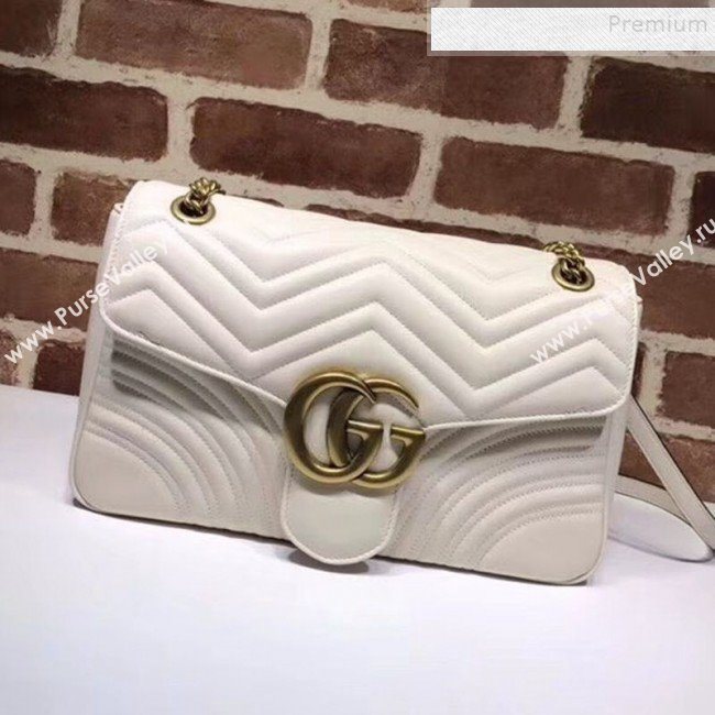 Gucci GG Marmont Medium Matelassé Shoulder Bag 443496 White  (DLH-9101854)