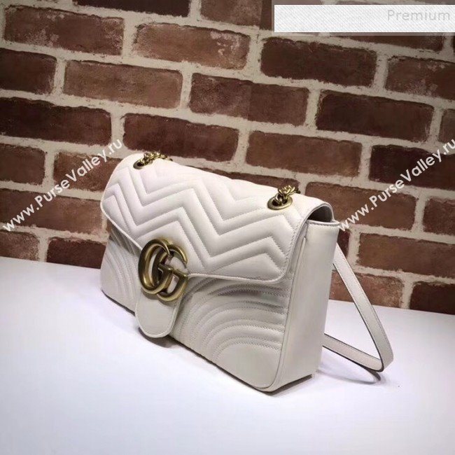 Gucci GG Marmont Medium Matelassé Shoulder Bag 443496 White  (DLH-9101854)