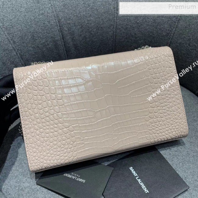 Saint Laurent Kate Medium with Tassel in Embossed Crocodile Shiny Leather 354119 Nude (JUND-9102913)