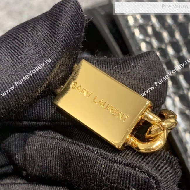 Saint Laurent Kate Small with Tassel in Embossed Crocodile Shiny Leather 354120 Black/Gold  (JUND-9102914)