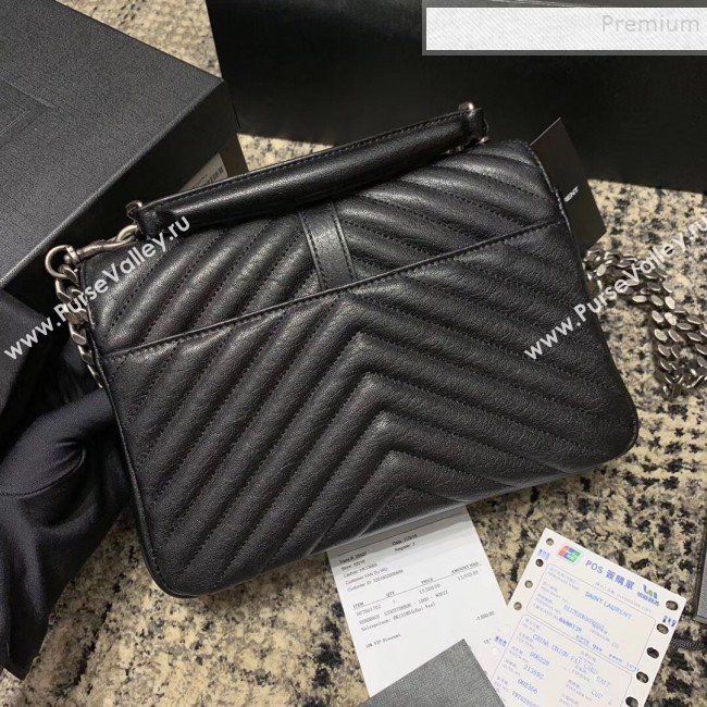 Saint Laurent Medium Monogram College Bag in Vintage Leather 428056 Black/Silver (JUND-9102921)