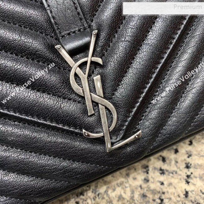 Saint Laurent Medium Monogram College Bag in Vintage Leather 428056 Black/Silver (JUND-9102921)