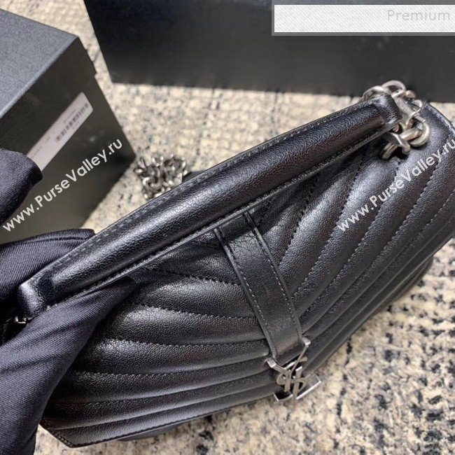 Saint Laurent Medium Monogram College Bag in Vintage Leather 428056 Black/Silver (JUND-9102921)