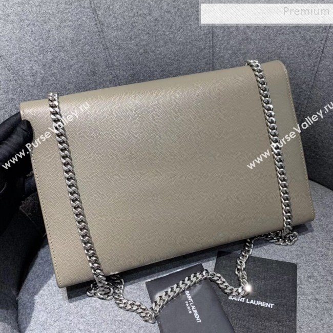 Saint Laurent Large Kate Bag in Grained Calfskin 446752 Beige Grey (JUND-9102924)