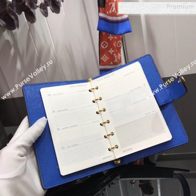 Louis Vuitton Monogram Canvas Print Small Ring Agenda Book Cover R20005 Blue 06 2019 (YILU-9103143)