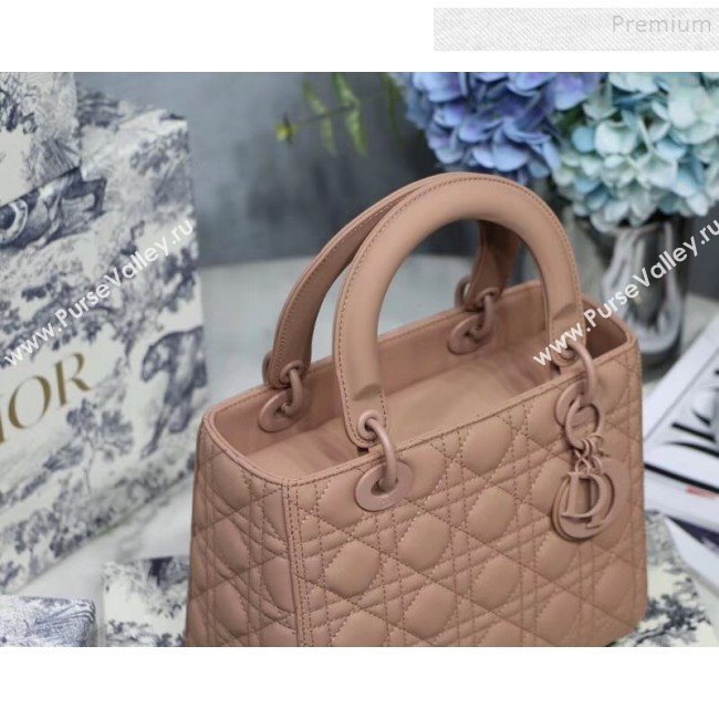 Dior Lady Dior Medium Flap Bag in Ultra-Matte Cannage Calfskin Beige-Pink 2019 (BINF-9103137)