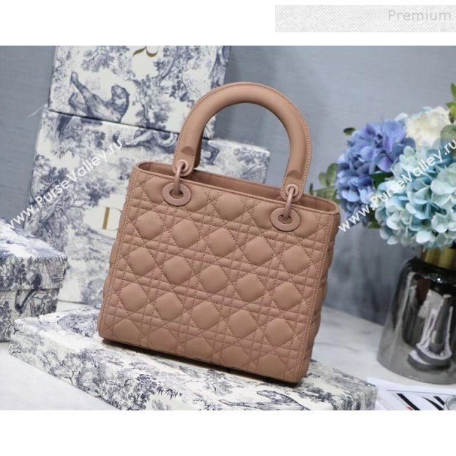 Dior Lady Dior Medium Flap Bag in Ultra-Matte Cannage Calfskin Beige-Pink 2019 (BINF-9103137)