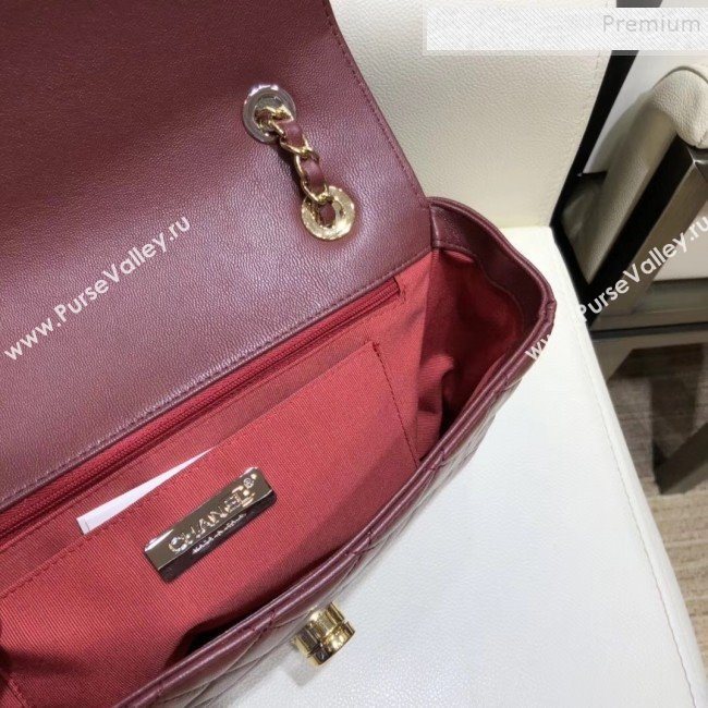 Chanel Quilted Grained Calfskin Round CC Metal Medium Flap Bag AS6099 Burgundy 2019 (SMJD-9102228)