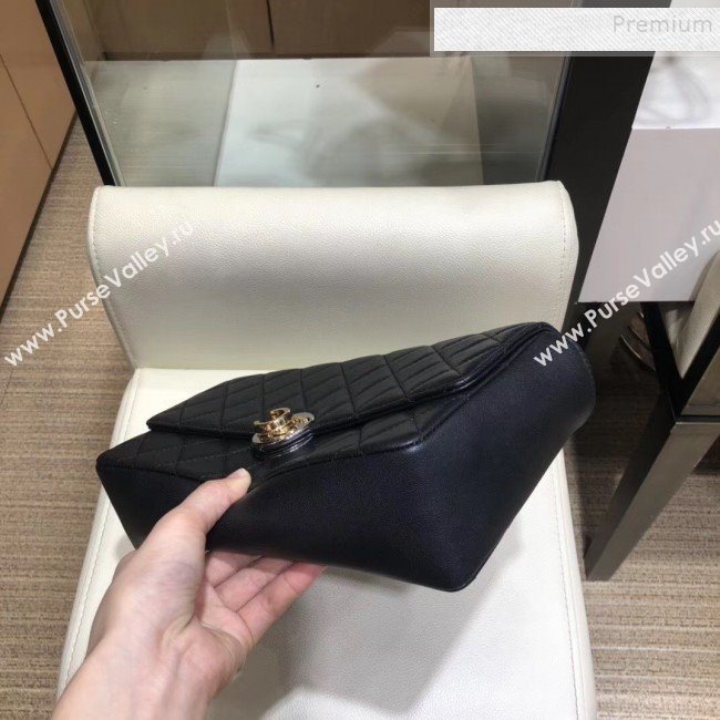 Chanel Quilted Grained Calfskin Round CC Metal Medium Flap Bag AS6099 Black 2019 (SMJD-9102232)