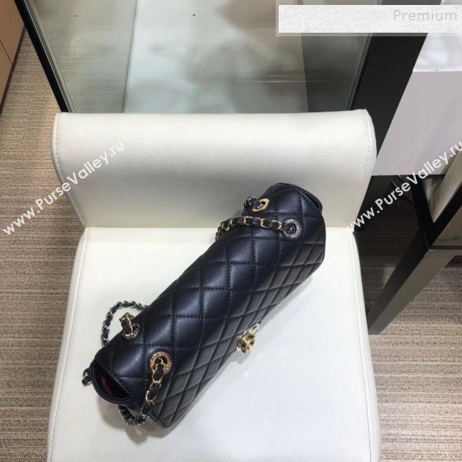Chanel Quilted Grained Calfskin Round CC Metal Medium Flap Bag AS6099 Black 2019 (SMJD-9102232)