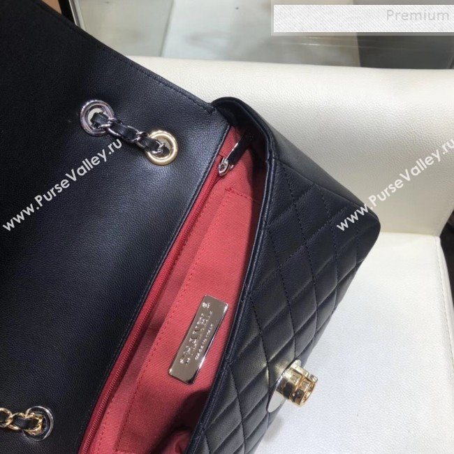 Chanel Quilted Grained Calfskin Round CC Metal Medium Flap Bag AS6099 Black 2019 (SMJD-9102232)