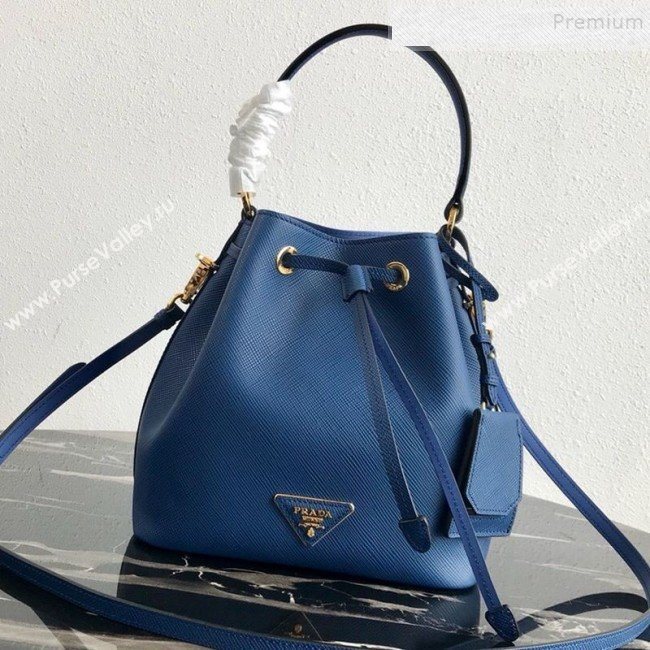 Prada Saffiano Leather Bucket Bag 1BE032 Blue 2019 (PYZ-9102416)