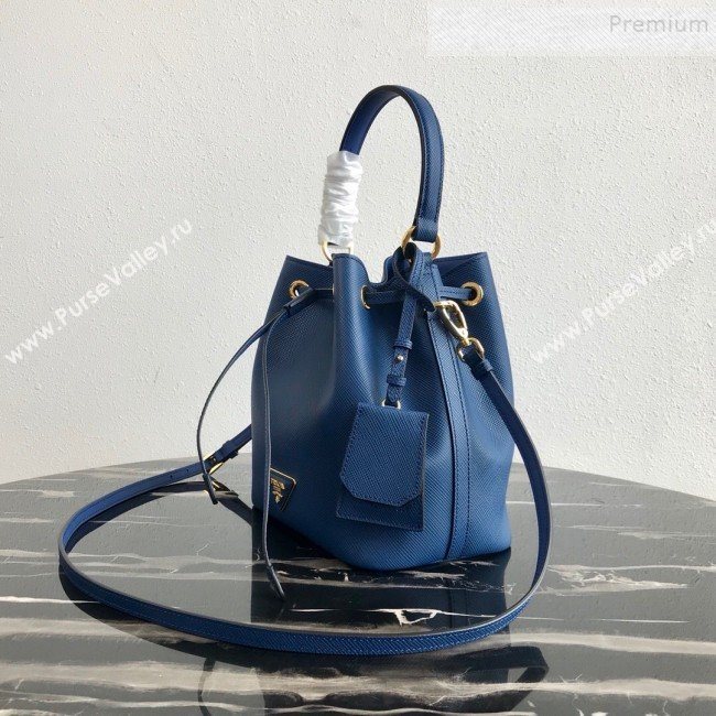 Prada Saffiano Leather Bucket Bag 1BE032 Blue 2019 (PYZ-9102416)