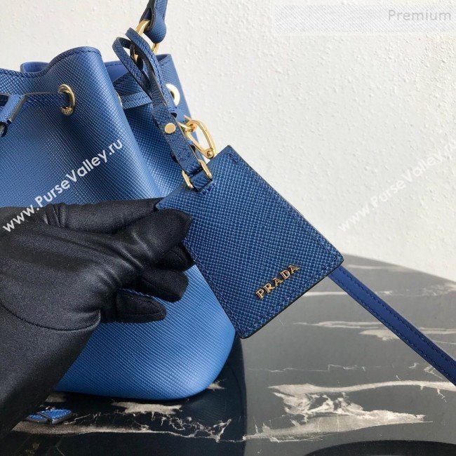 Prada Saffiano Leather Bucket Bag 1BE032 Blue 2019 (PYZ-9102416)