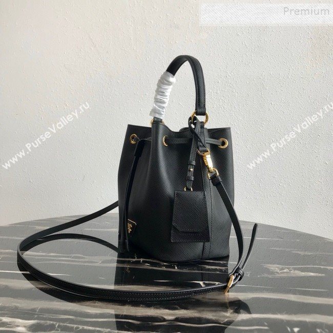 Prada Saffiano Leather Bucket Bag 1BE032 Black 2019 (PYZ-9102417)