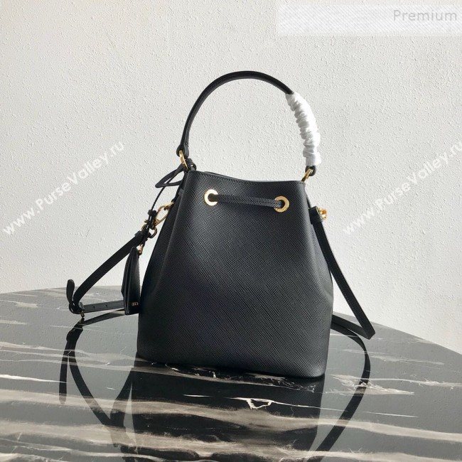 Prada Saffiano Leather Bucket Bag 1BE032 Black 2019 (PYZ-9102417)