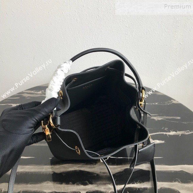 Prada Saffiano Leather Bucket Bag 1BE032 Black 2019 (PYZ-9102417)