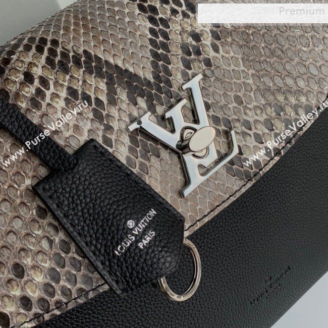 Louis Vuitton Lockme Ever MM Pythonskin Calfskin Top Handle Bag N97009 Black 2019 (KD-9102838)