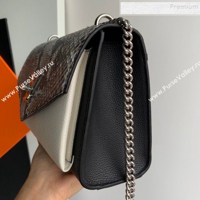 Louis Vuitton Mylockme BB Pythonskin Calfskin Shoulder Bag N97005 Black/White 2019 (KD-9102839)