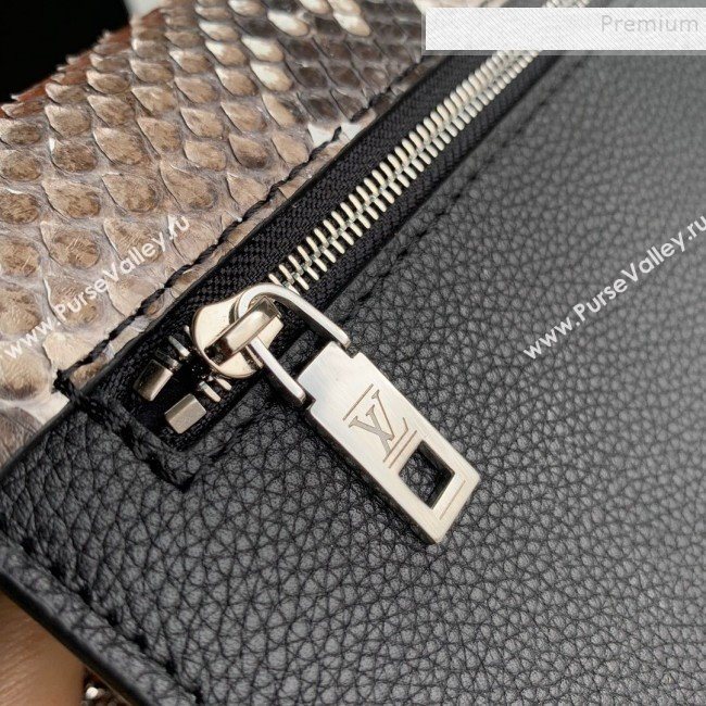 Louis Vuitton Mylockme BB Pythonskin Calfskin Shoulder Bag N97005 Black/White 2019 (KD-9102839)