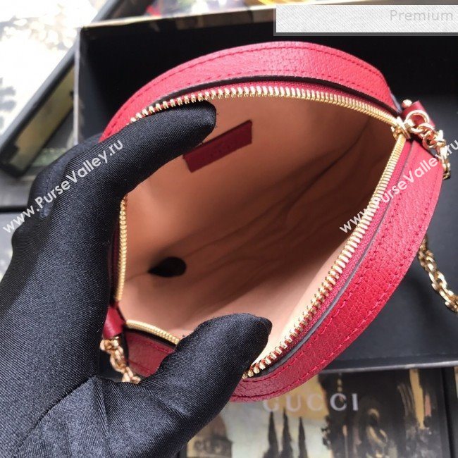 Gucci Ophidia GG Flora Mini Round Shoulder Bag ‎550618 Red 2019 (DLH-9102925)