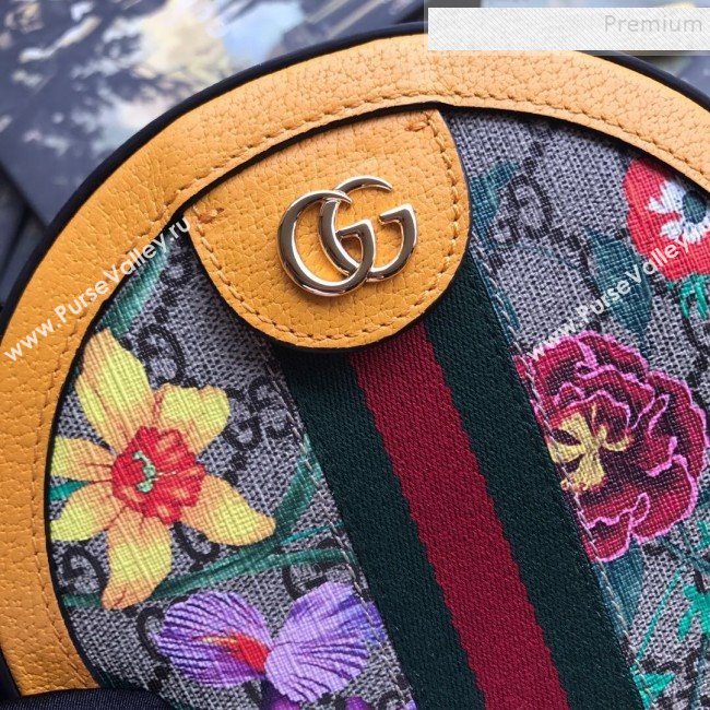 Gucci Ophidia GG Flora Mini Round Shoulder Bag ‎550618 Yellow 2019 (DLH-9102926)