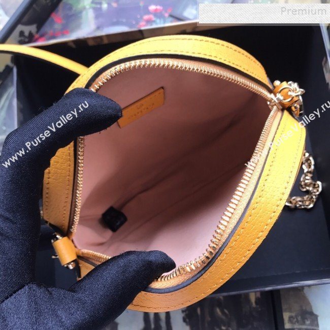 Gucci Ophidia GG Flora Mini Round Shoulder Bag ‎550618 Yellow 2019 (DLH-9102926)