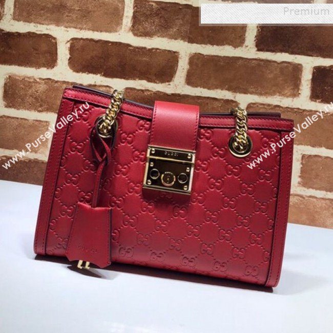 Gucci Padlock Signature Small Shoulder Bag 498156 Red 2019 (DLH-9102931)