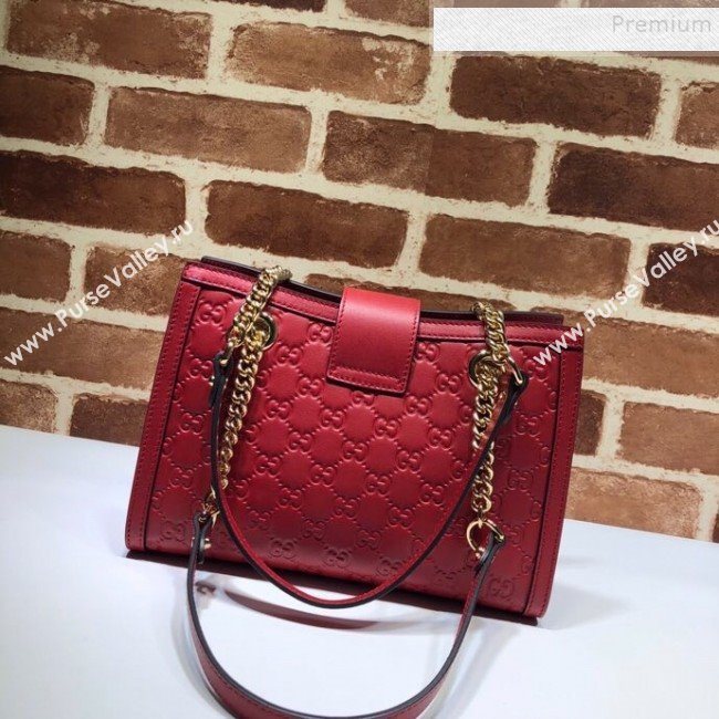 Gucci Padlock Signature Small Shoulder Bag 498156 Red 2019 (DLH-9102931)