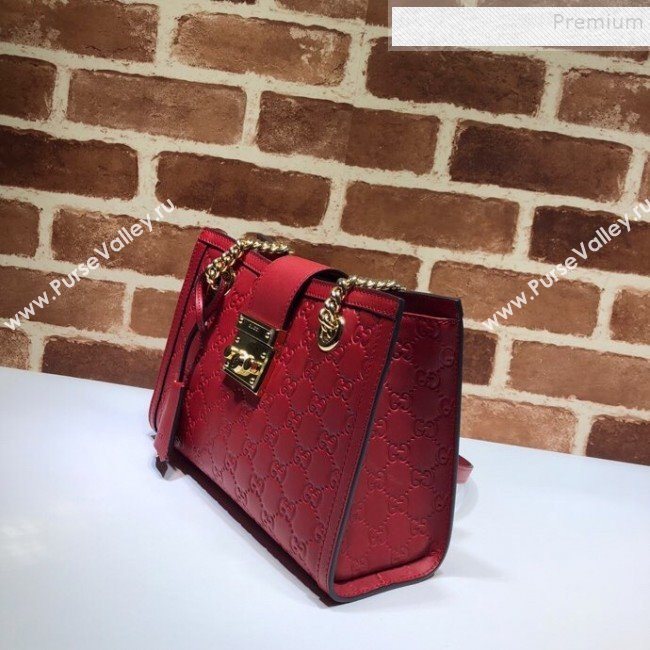 Gucci Padlock Signature Small Shoulder Bag 498156 Red 2019 (DLH-9102931)