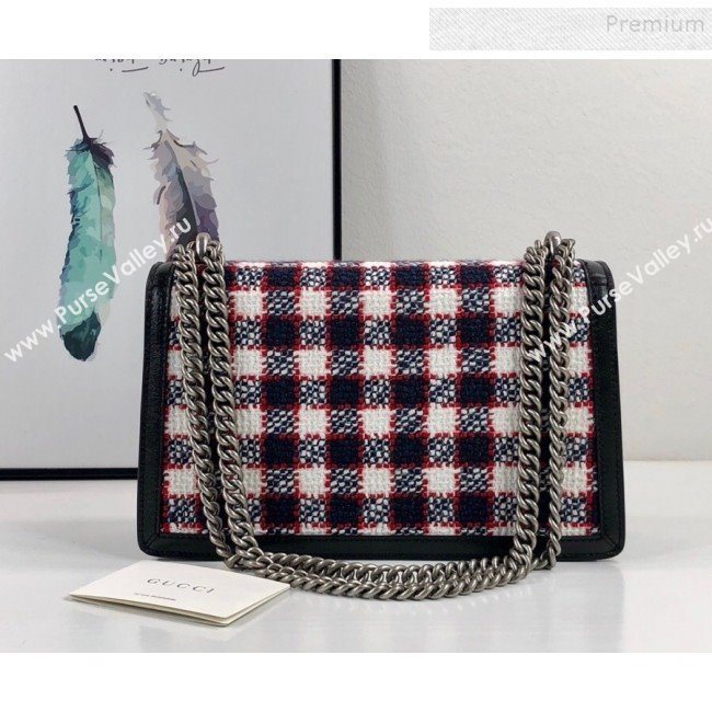 Gucci Dionysus Check Tweed Small Shoulder Bag 400249 Blue 2019 (DLH-9102933)