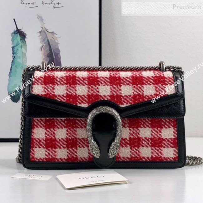 Gucci Dionysus Check Tweed Small Shoulder Bag 400249 Red 2019 (DLH-9102934)