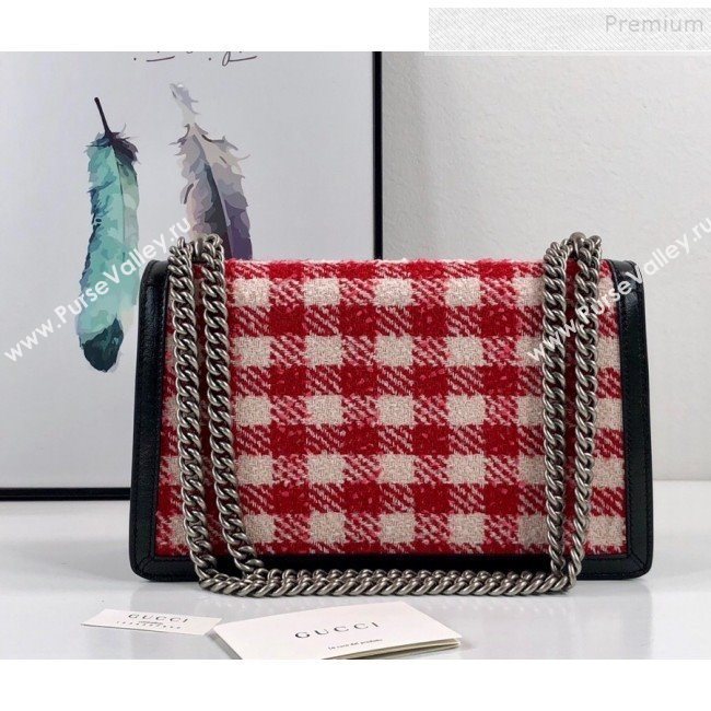 Gucci Dionysus Check Tweed Small Shoulder Bag 400249 Red 2019 (DLH-9102934)