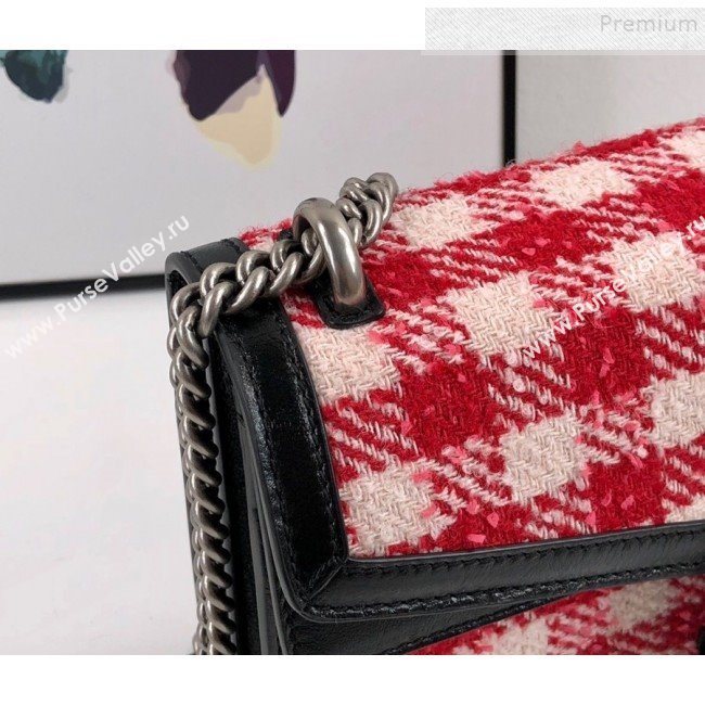 Gucci Dionysus Check Tweed Small Shoulder Bag 400249 Red 2019 (DLH-9102934)