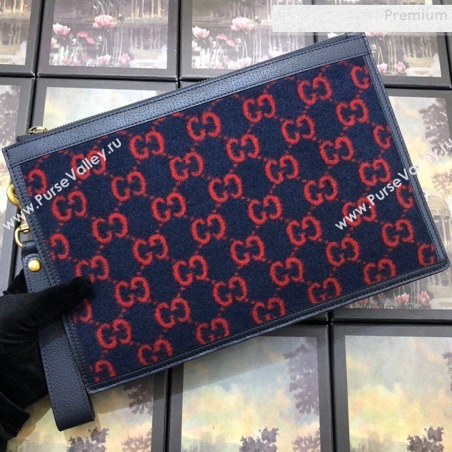 Gucci GG Wool Pouch 597627 Blue 2019 (BLWX-9102937)