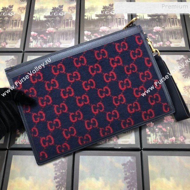 Gucci GG Wool Pouch 597627 Blue 2019 (BLWX-9102937)