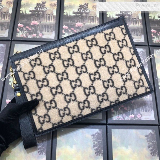 Gucci GG Wool Pouch 597627 Beige 2019 (BLWX-9102936)