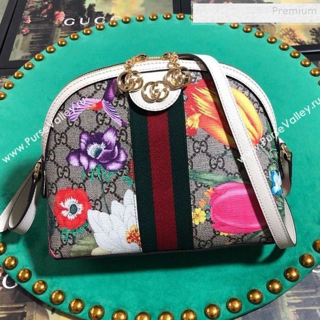 Gucci Ophidia GG Flora Small Shoulder Bag ‎499621 White 2019 (BLWX-9102939)