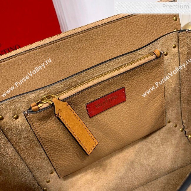 Valentino Medium Rockstud Hype Grainy Calfskin Shoulder Bag 0380 Brown 2019 (XYD-9102947)