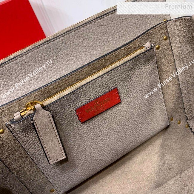 Valentino Medium Rockstud Hype Grainy Calfskin Shoulder Bag 0380 Grey 2019 (XYD-9102948)