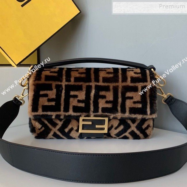 Fendi Baguette Sheepskin Medium Bag Brown/Black 2019 (AFEI-9103010)