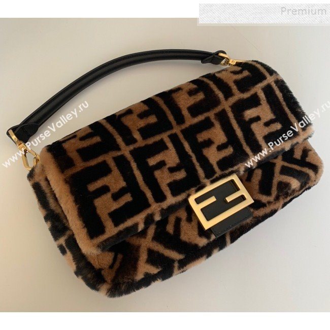 Fendi Baguette Sheepskin Medium Bag Brown/Black 2019 (AFEI-9103010)