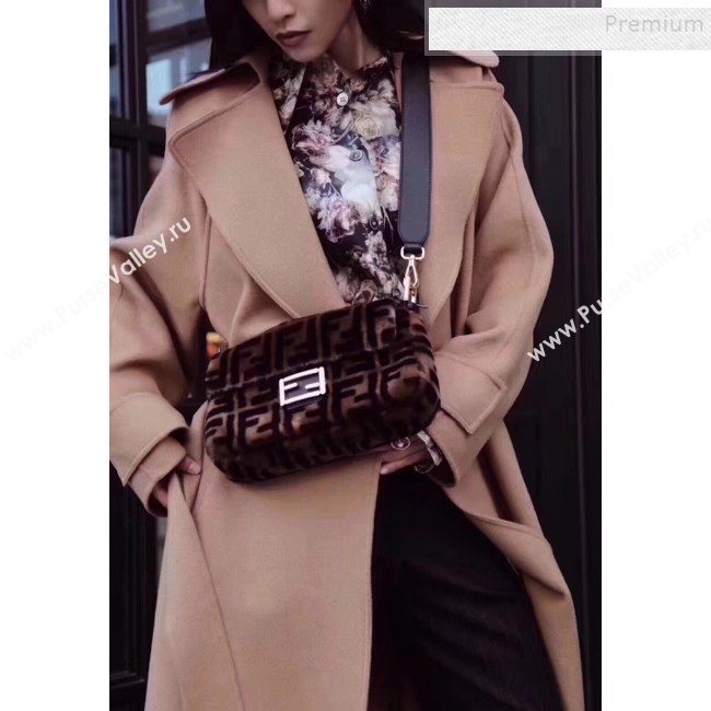 Fendi Baguette Sheepskin Medium Bag Brown/Black 2019 (AFEI-9103010)