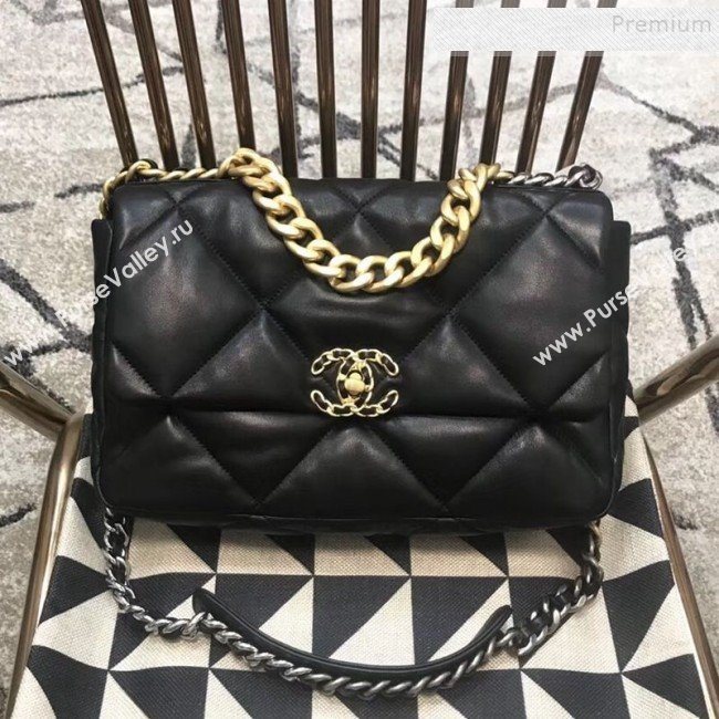 Chanel Quilted Goatskin 19 Large Flap Bag AS1161 Black 2019 (JDH-9102802)