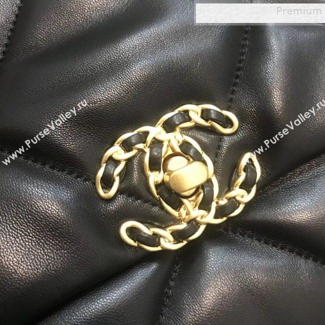 Chanel Quilted Goatskin 19 Large Flap Bag AS1161 Black 2019 (JDH-9102802)