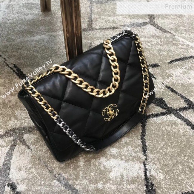 Chanel Quilted Goatskin 19 Maxi Flap Bag AS1162 Black 2019 (JDH-9102803)