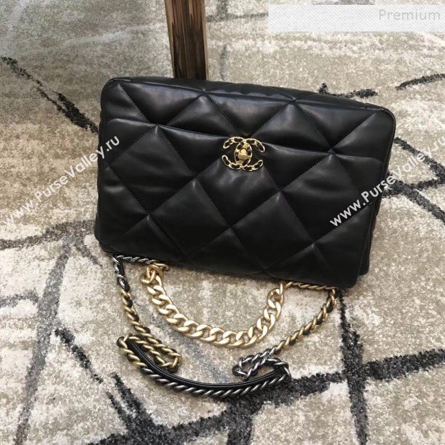 Chanel Quilted Goatskin 19 Maxi Flap Bag AS1162 Black 2019 (JDH-9102803)