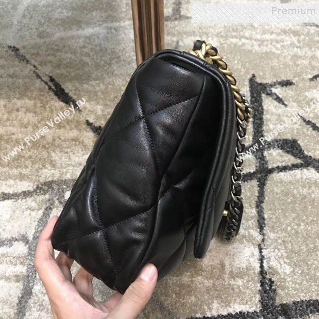 Chanel Quilted Goatskin 19 Maxi Flap Bag AS1162 Black 2019 (JDH-9102803)